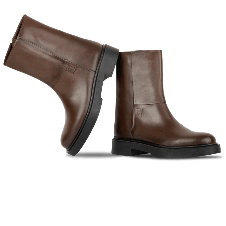 Charlotte: Bottes Femme - Cuir Marron - Bleather Maroc