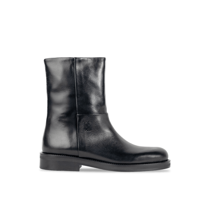 Charlotte: Bottes Femme - Cuir Noir - Bleather Maroc