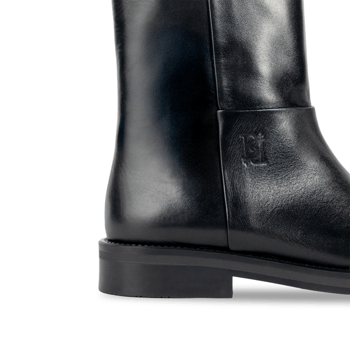 Charlotte: Bottes Femme - Cuir Noir - Bleather Maroc