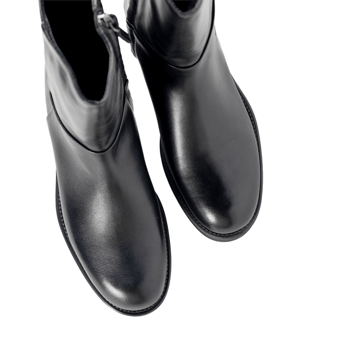 Charlotte: Bottes Femme - Cuir Noir - Bleather Maroc