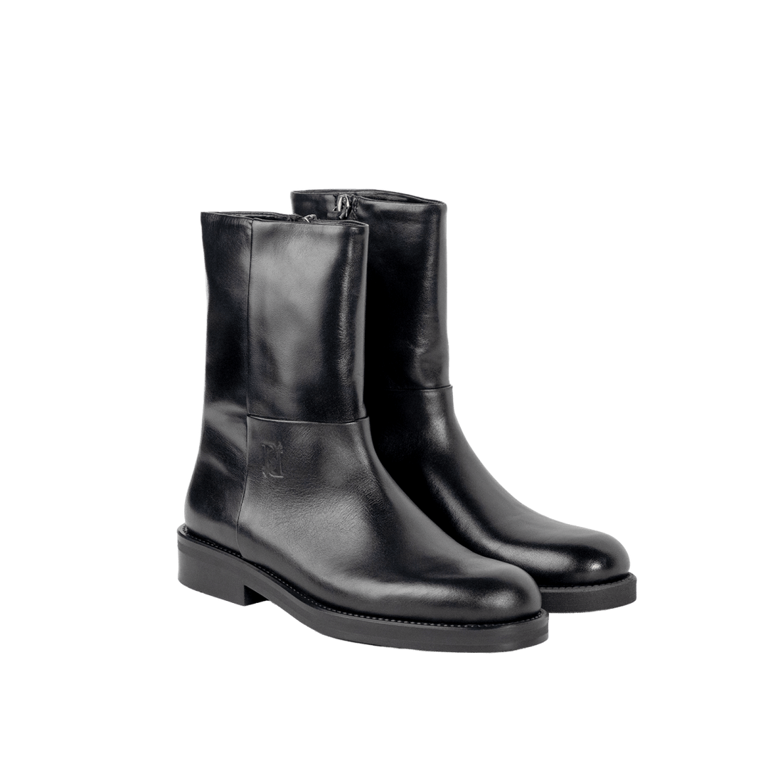 Charlotte: Bottes Femme - Cuir Noir - Bleather Maroc