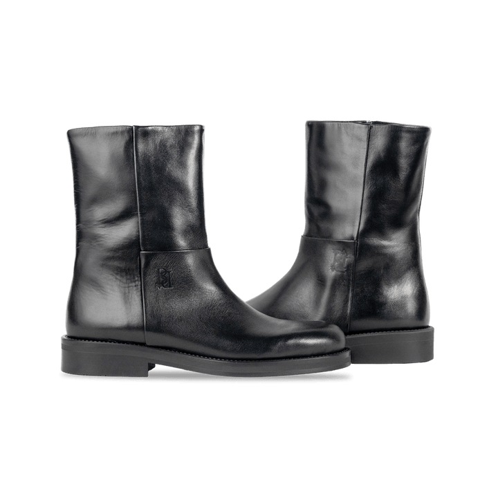 Charlotte: Bottes Femme - Cuir Noir - Bleather Maroc