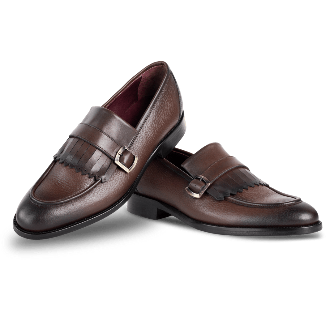 Conor : Chaussures à boucles - Cuir Marron - Bleather Maroc