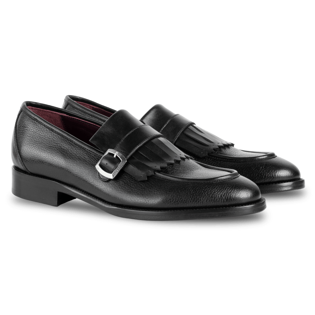 Conor : Chaussures à boucles - Cuir Noir - Bleather Maroc