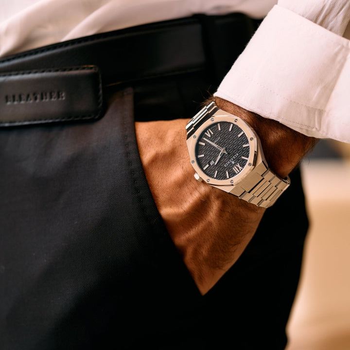 Crown: Montre Automatique Homme – Acier Argenté - Bleather Maroc