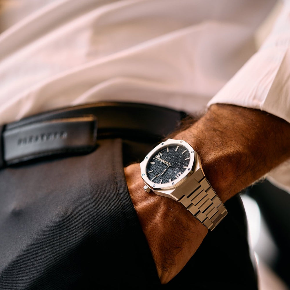 Crown: Montre Automatique Homme – Acier Argenté - Bleather Maroc