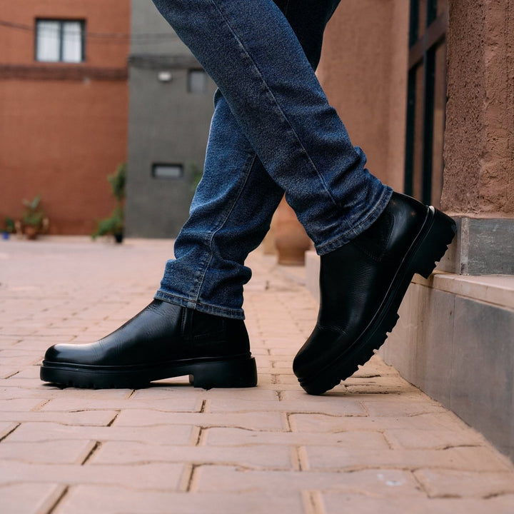 Dean: Chelsea Boots Homme - Cuir Noir - Bleather Maroc