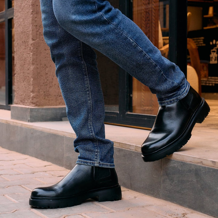 Dean: Chelsea Boots Homme - Cuir Noir - Bleather Maroc