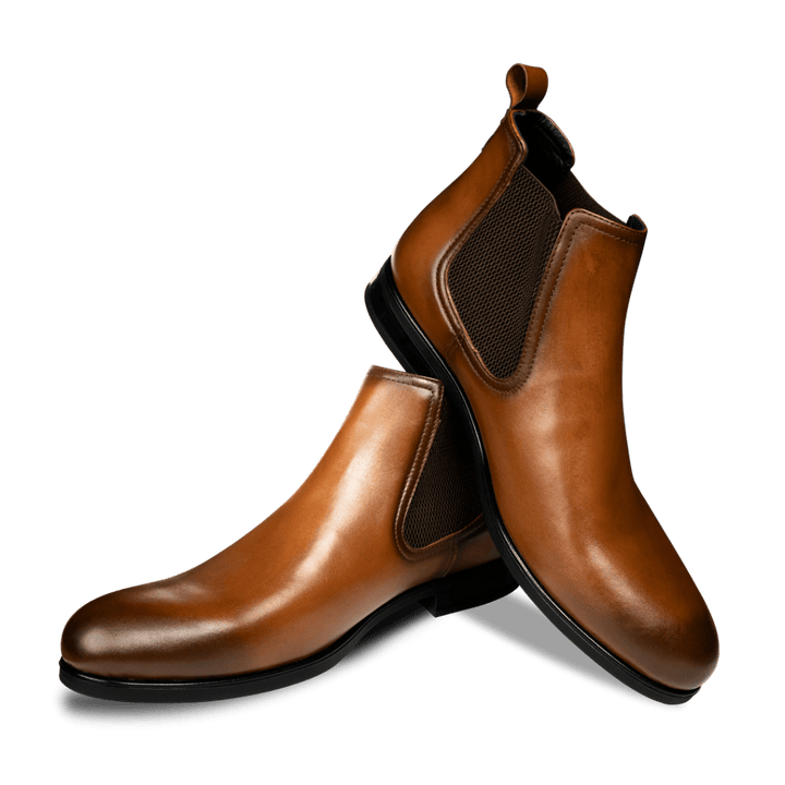 Deighton: Demi Bottes Homme - Cuir Cognac - Bleather Maroc