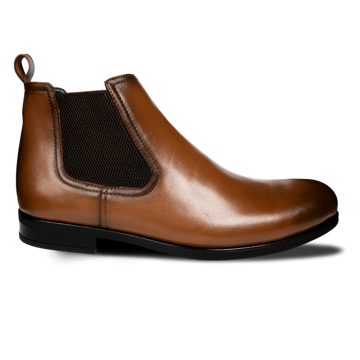 Deighton: Demi Bottes Homme - Cuir Cognac - Bleather Maroc