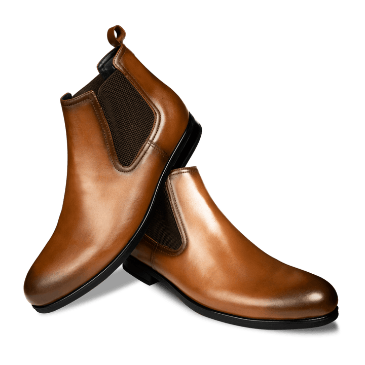 Deighton: Demi Bottes Homme - Cuir Cognac - Bleather Maroc