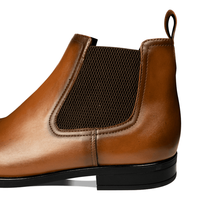 Deighton: Demi Bottes Homme - Cuir Cognac - Bleather Maroc