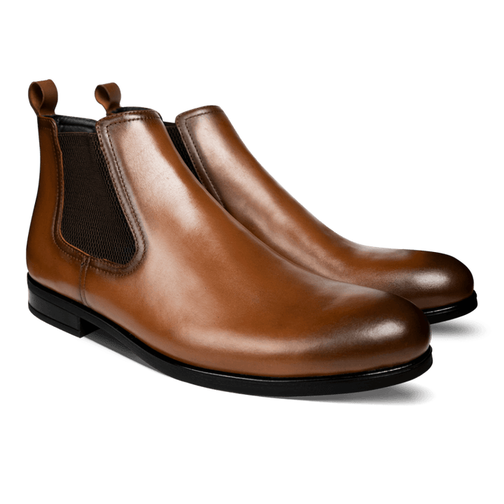 Deighton: Demi Bottes Homme - Cuir Cognac - Bleather Maroc