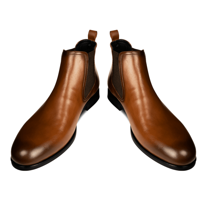 Deighton: Demi Bottes Homme - Cuir Cognac - Bleather Maroc