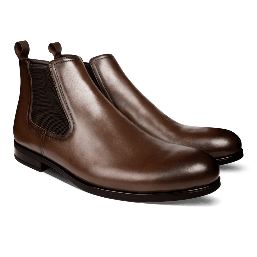Deighton: Demi Bottes Homme - Cuir Marron - Bleather Maroc