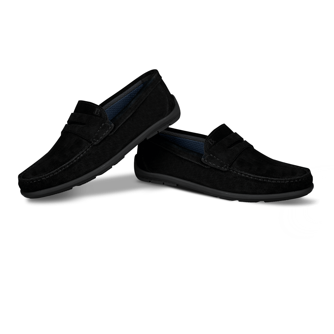 Denver: Mocassin Homme - Daim Noir - Bleather Maroc