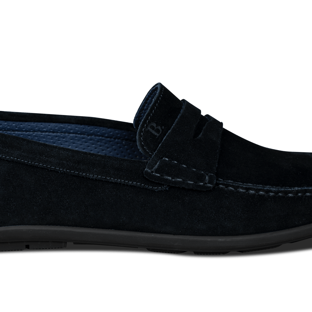Denver: Mocassin Homme - Daim Noir - Bleather Maroc