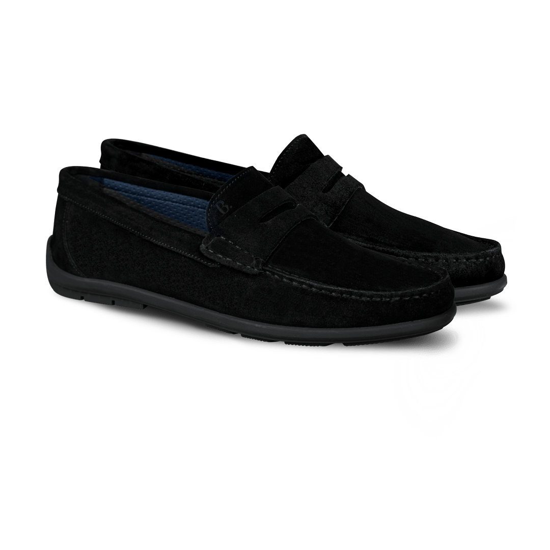 Denver: Mocassin Homme - Daim Noir - Bleather Maroc