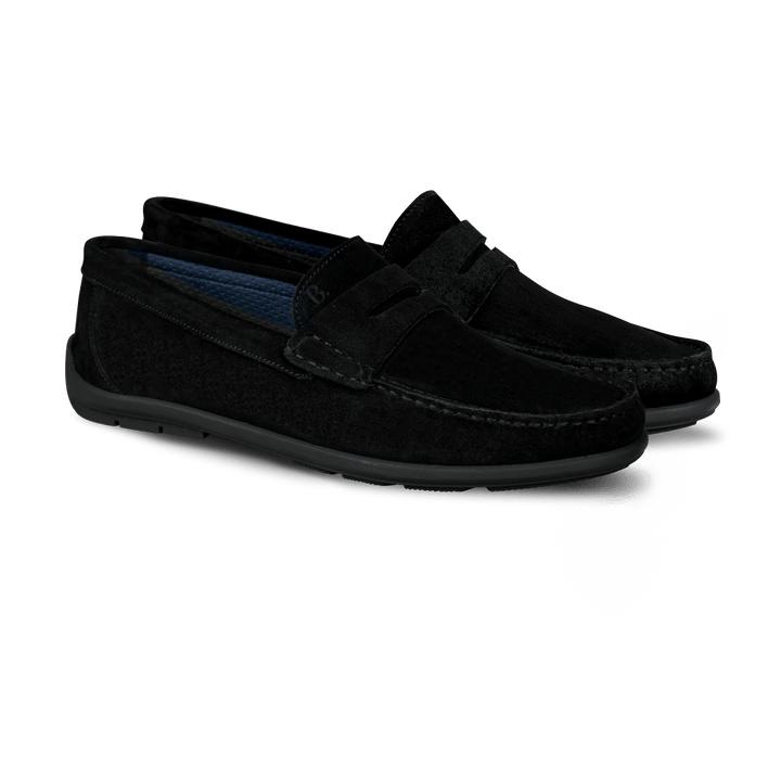 Denver: Mocassin Homme - Daim Noir - Bleather Maroc