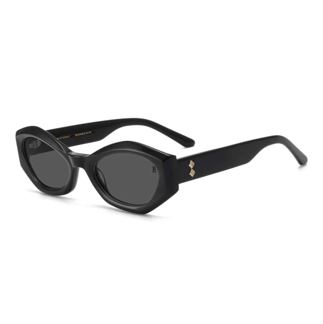Dhalia: Lunettes de soleil de luxe Noir - Bleather Maroc