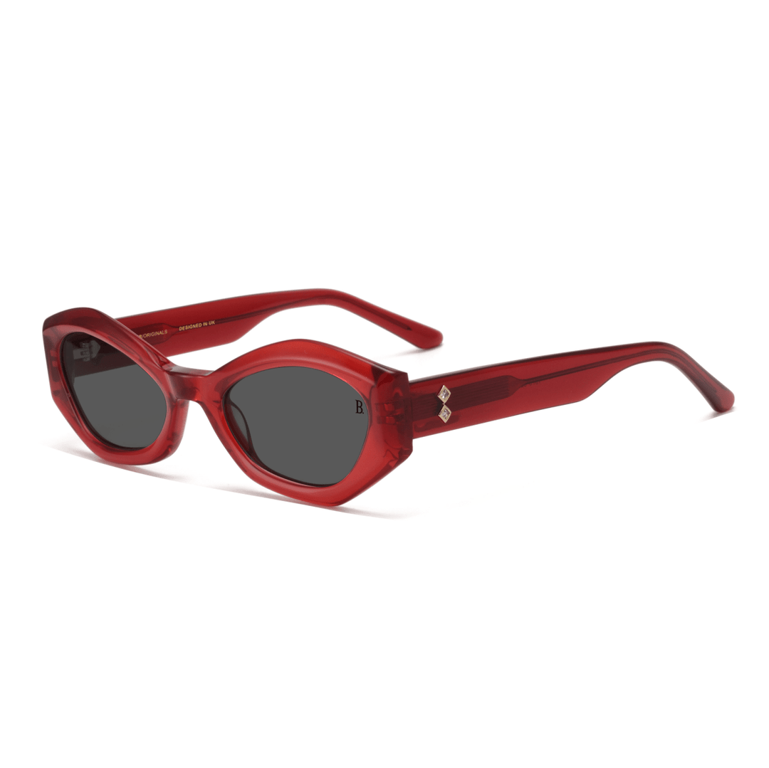 Dhalia: Lunettes de soleil de luxe Rouge - Bleather Maroc