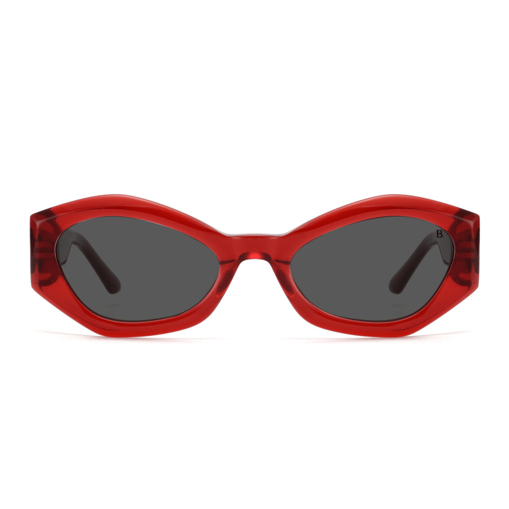 Dhalia: Lunettes de soleil de luxe Rouge - Bleather Maroc