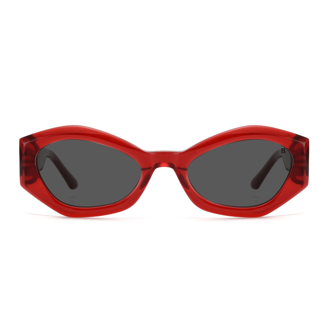Dhalia: Lunettes de soleil de luxe Rouge - Bleather Maroc