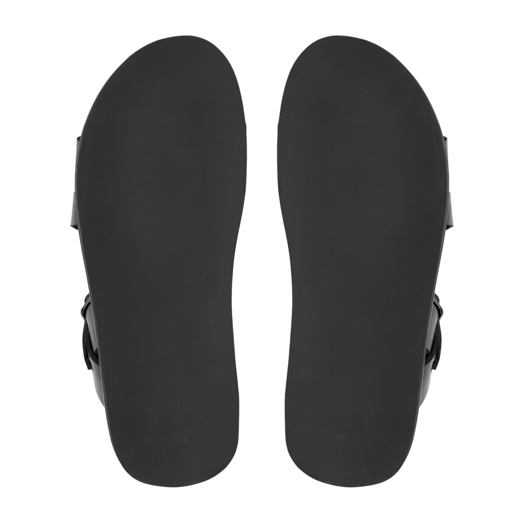 Dylan: Sandales Homme - Cuir Noir - Bleather Maroc