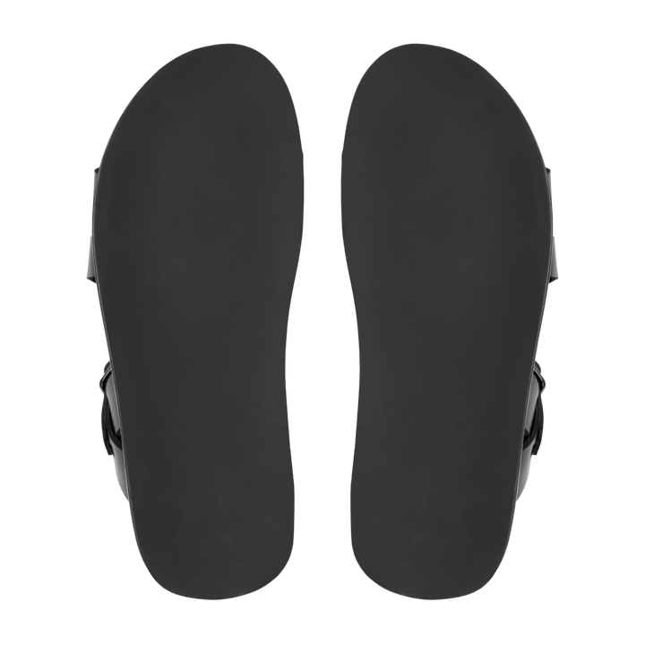 Dylan: Sandales Homme - Cuir Noir - Bleather Maroc