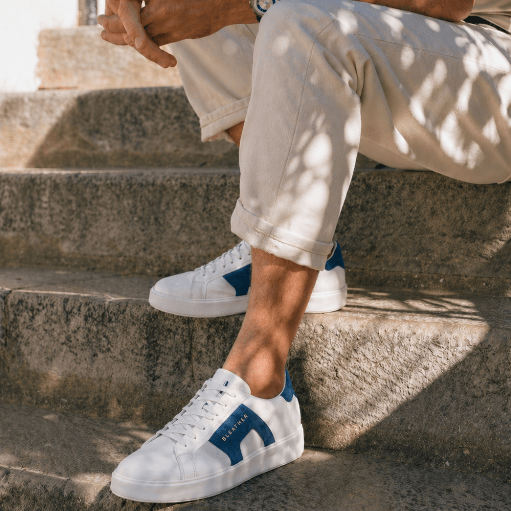 Egbert: Sneakers Homme - Cuir Bleu - Bleather Maroc