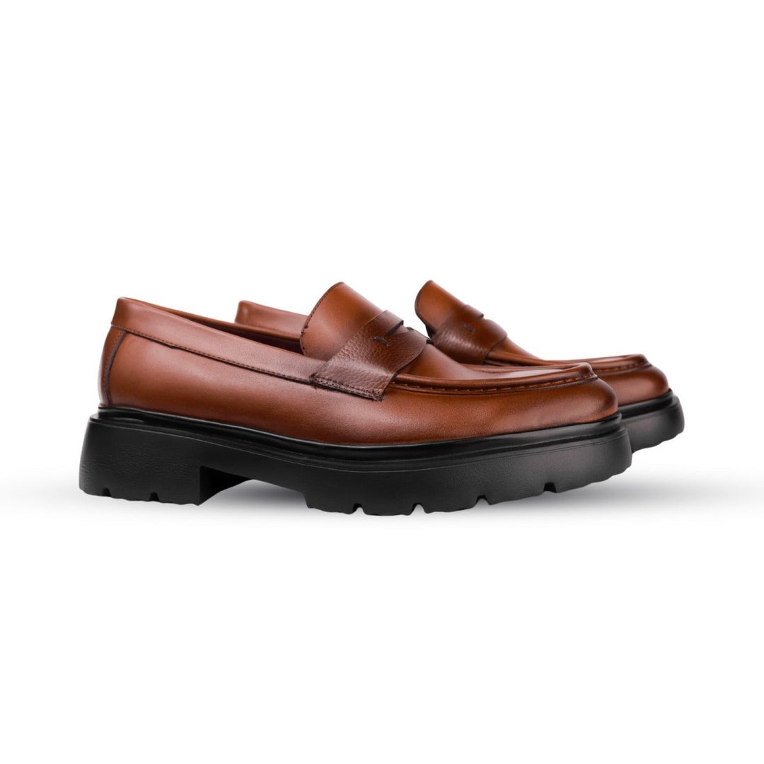 Elliot: Mocassin Homme - Cuir Cognac - Bleather Maroc