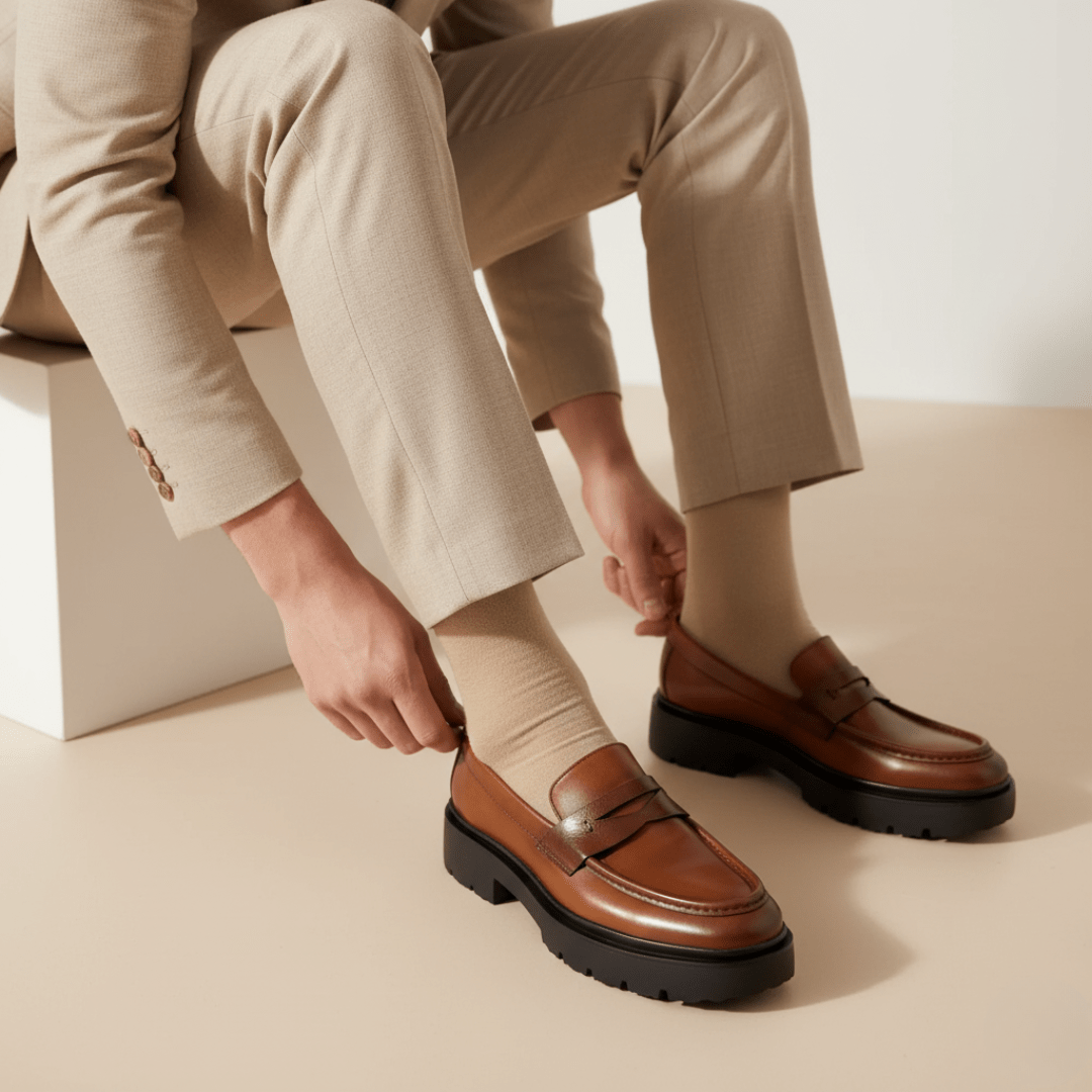 Elliot: Mocassin Homme - Cuir Cognac - Bleather Maroc