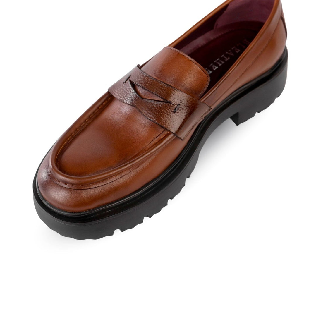 Elliot: Mocassin Homme - Cuir Cognac - Bleather Maroc
