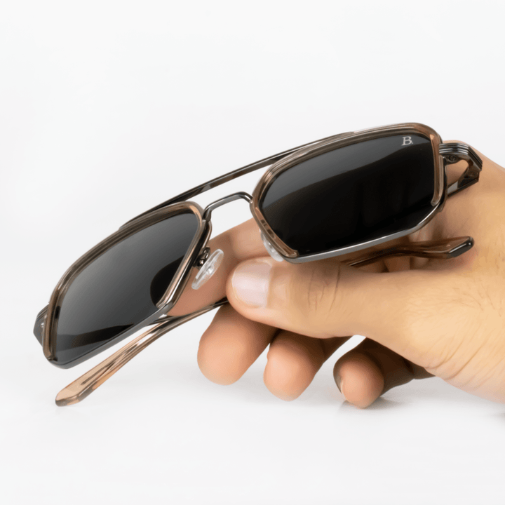 Equinox: Lunettes de soleil de luxe Marron/Gris - Bleather Maroc