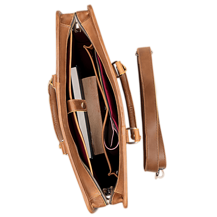 Fezedge: Cartable Ordinateur - Cuir Cognac - Bleather Maroc