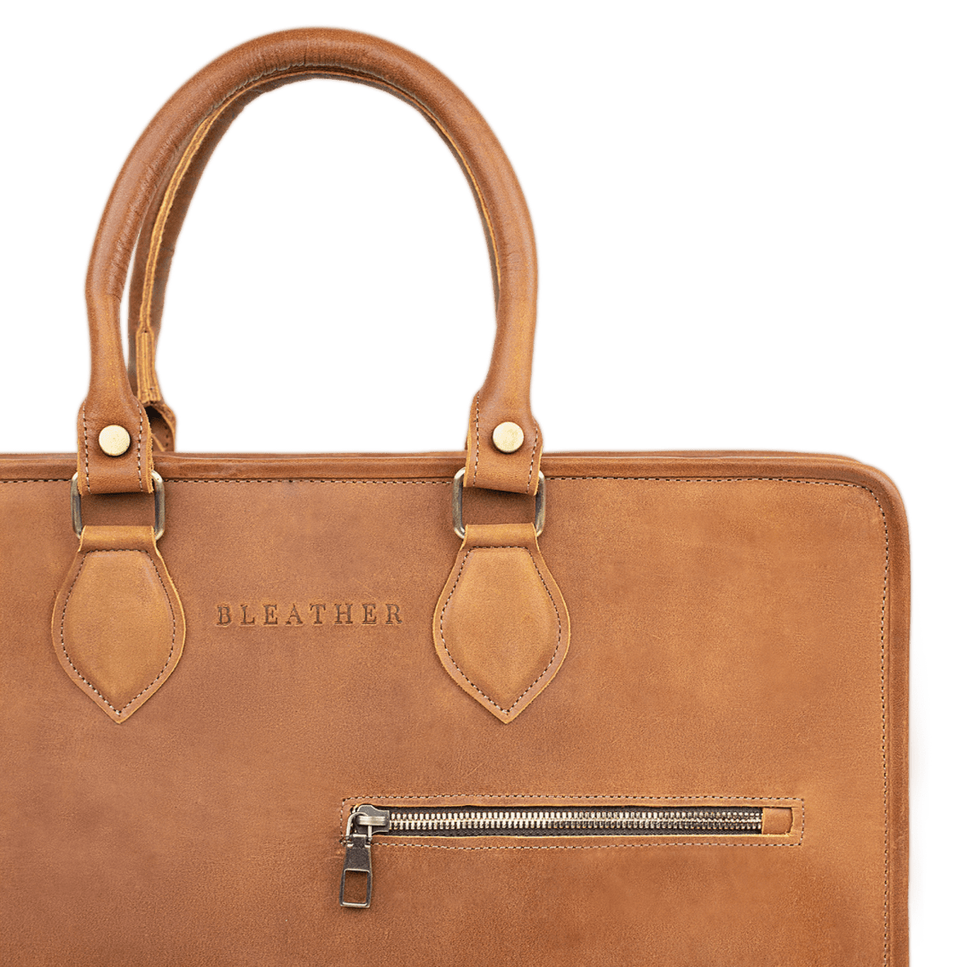 Fezedge: Cartable Ordinateur - Cuir Cognac - Bleather Maroc