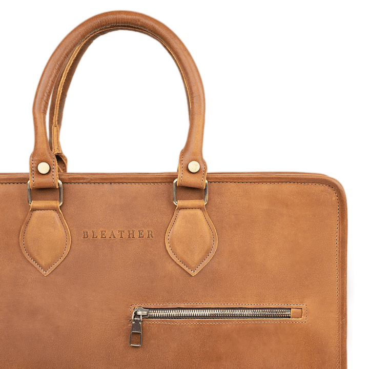 Fezedge: Cartable Ordinateur - Cuir Cognac - Bleather Maroc