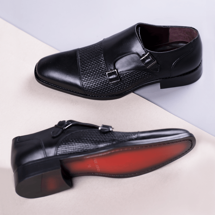 Forest: Chaussures à boucles - Cuir Noir - Bleather Maroc