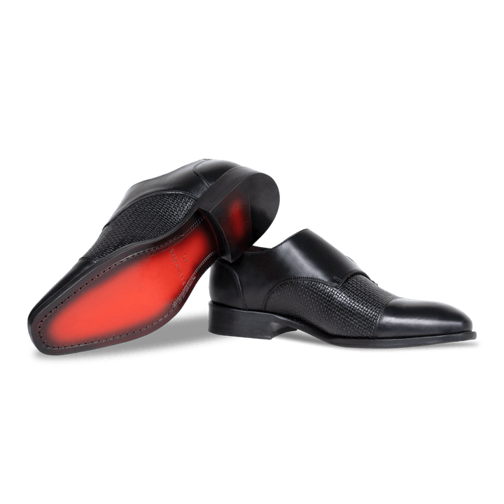 Forest: Chaussures à boucles - Cuir Noir - Bleather Maroc