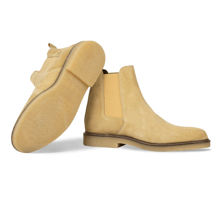 Foxton: Chelsea Boots Homme - Daim Écru - Bleather Maroc