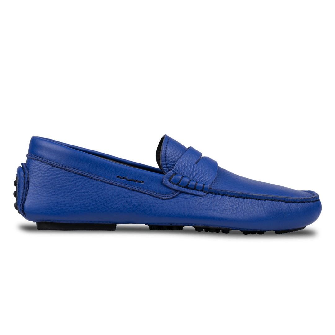 Gary: Mocassin Homme - Cuir Bleu - Bleather Maroc