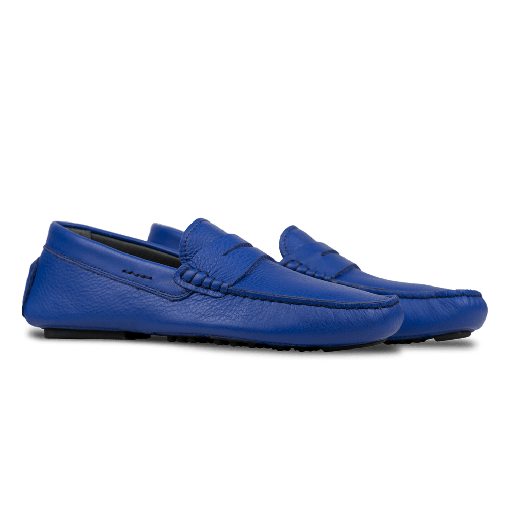 Gary: Mocassin Homme - Cuir Bleu - Bleather Maroc