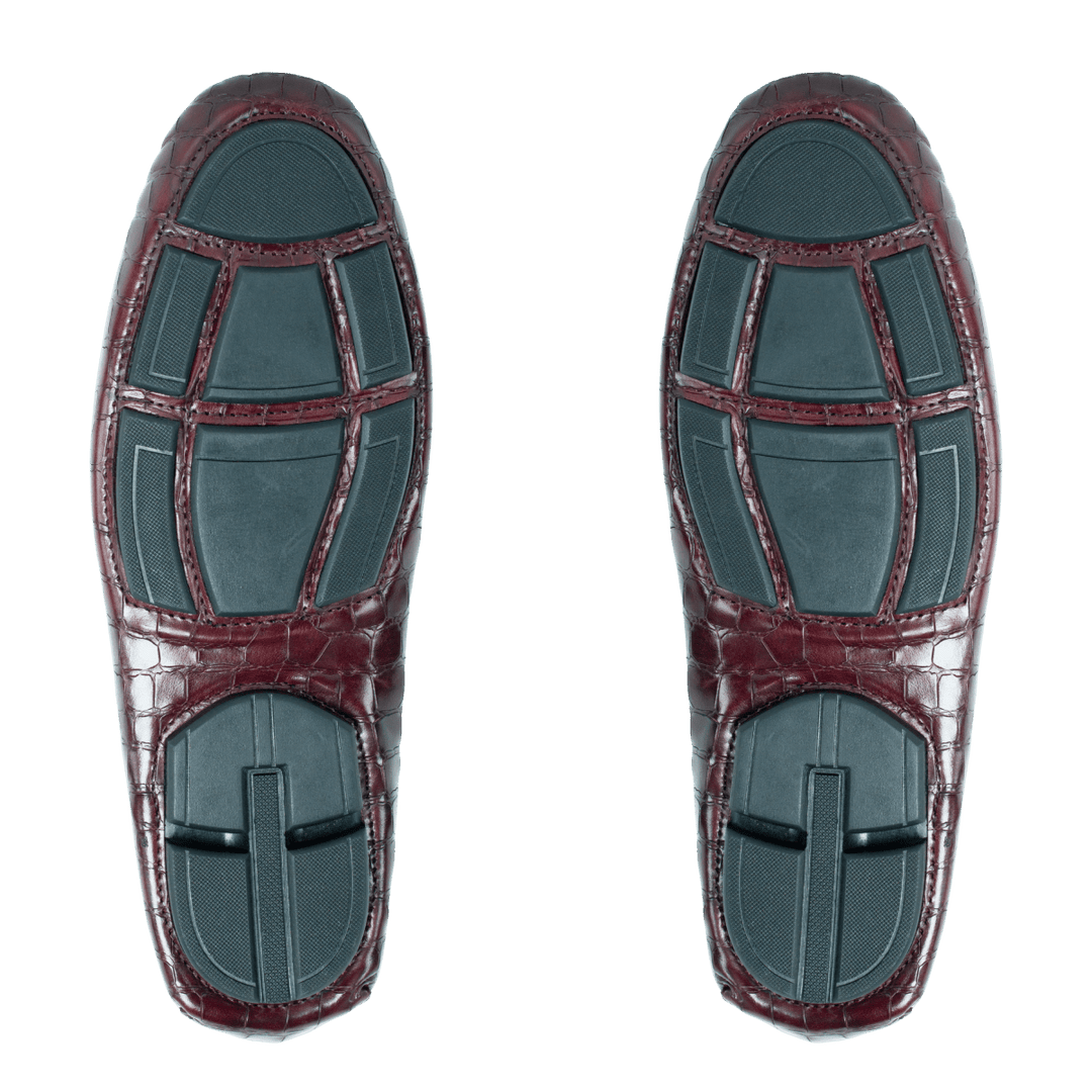 Gary: Mocassin Homme - Cuir Bordeaux Croco - Bleather Maroc