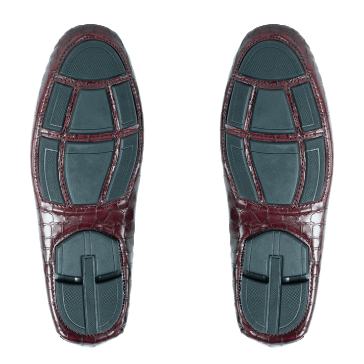 Gary: Mocassin Homme - Cuir Bordeaux Croco - Bleather Maroc