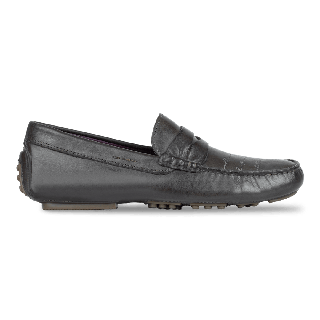 Gary: Mocassin Homme - Cuir Marron Gravé - Bleather Maroc