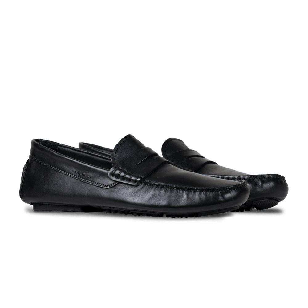 Gary: Mocassin Homme - Cuir Noir - Bleather Maroc