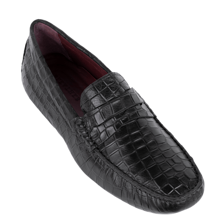 Gary: Mocassin Homme - Cuir Noir Croco - Bleather Maroc