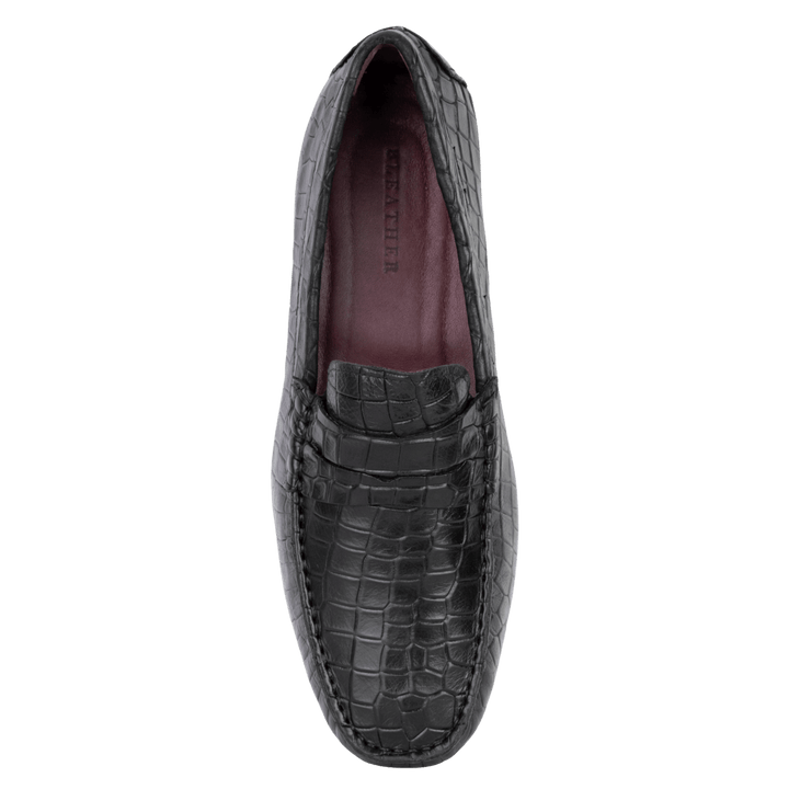Gary: Mocassin Homme - Cuir Noir Croco - Bleather Maroc