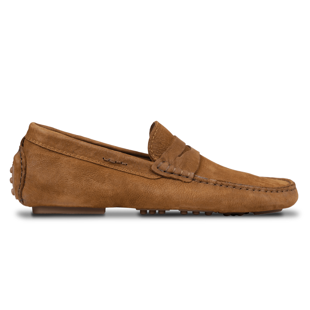 Gary: Mocassin Homme - Daim Cognac - Bleather Maroc