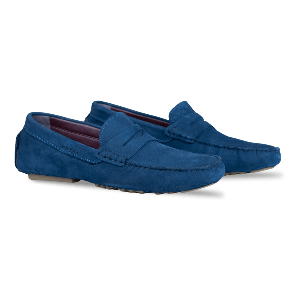 Gary: Mocassin Homme - Daim N' Bleu Indigo - Bleather Maroc